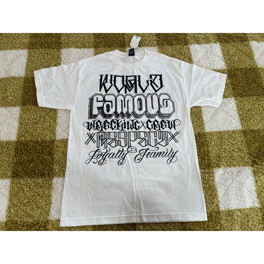 Famous Stars and Straps Mens Graphic T-Shirt White World Famous Wrecking Crew M